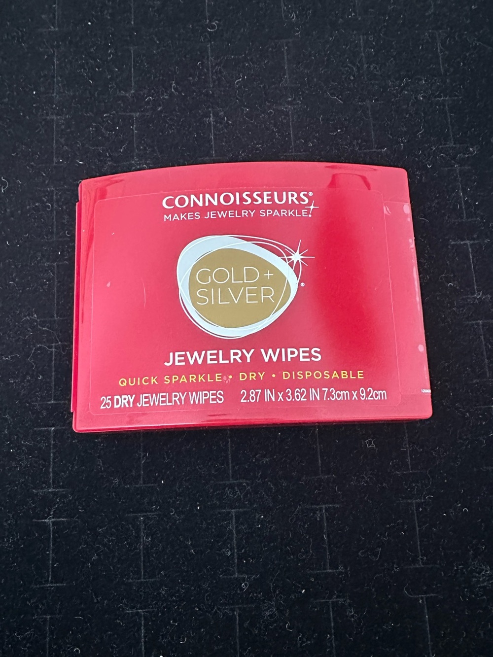 New Connoisseurs Gold + Silver Jewelry  cleaning Wipes - Red Case